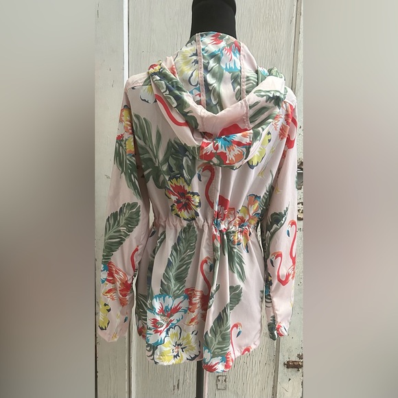 🦩🦩🦩BOHO PINK FLAMMENGO HOODED WIND BREAKER JACKET🦩🦩🦩 - Picture 7 of 13